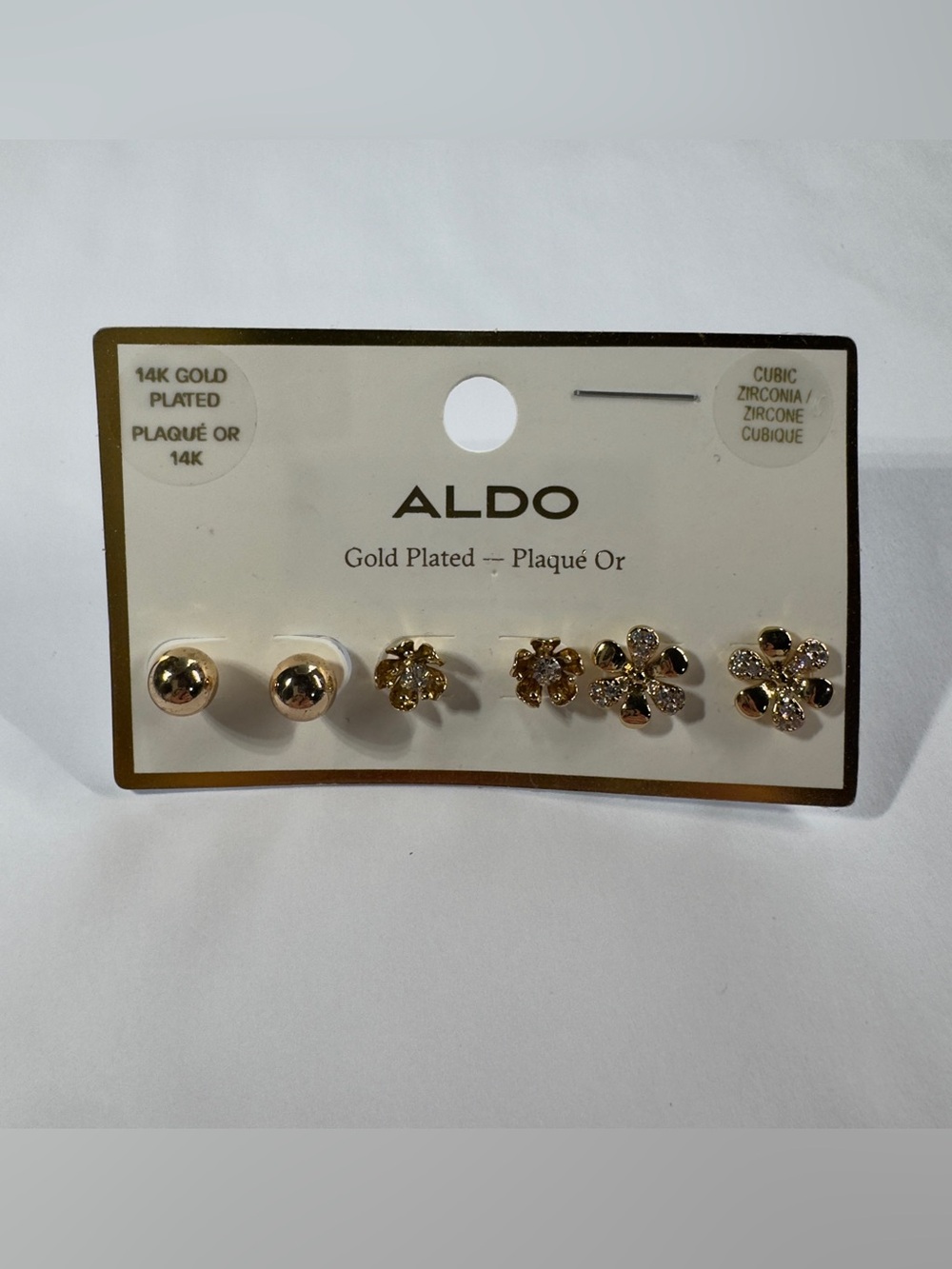 Aldo Gold-Tone Floral and Stud Earring Set